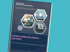 Publikation des Digitales Lehren hinter einem blauen Hintergund.