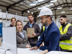 Betriebswirte im Austausch über technische Entscheidungen an der Schnittstelle von Wirtschaft und Technik